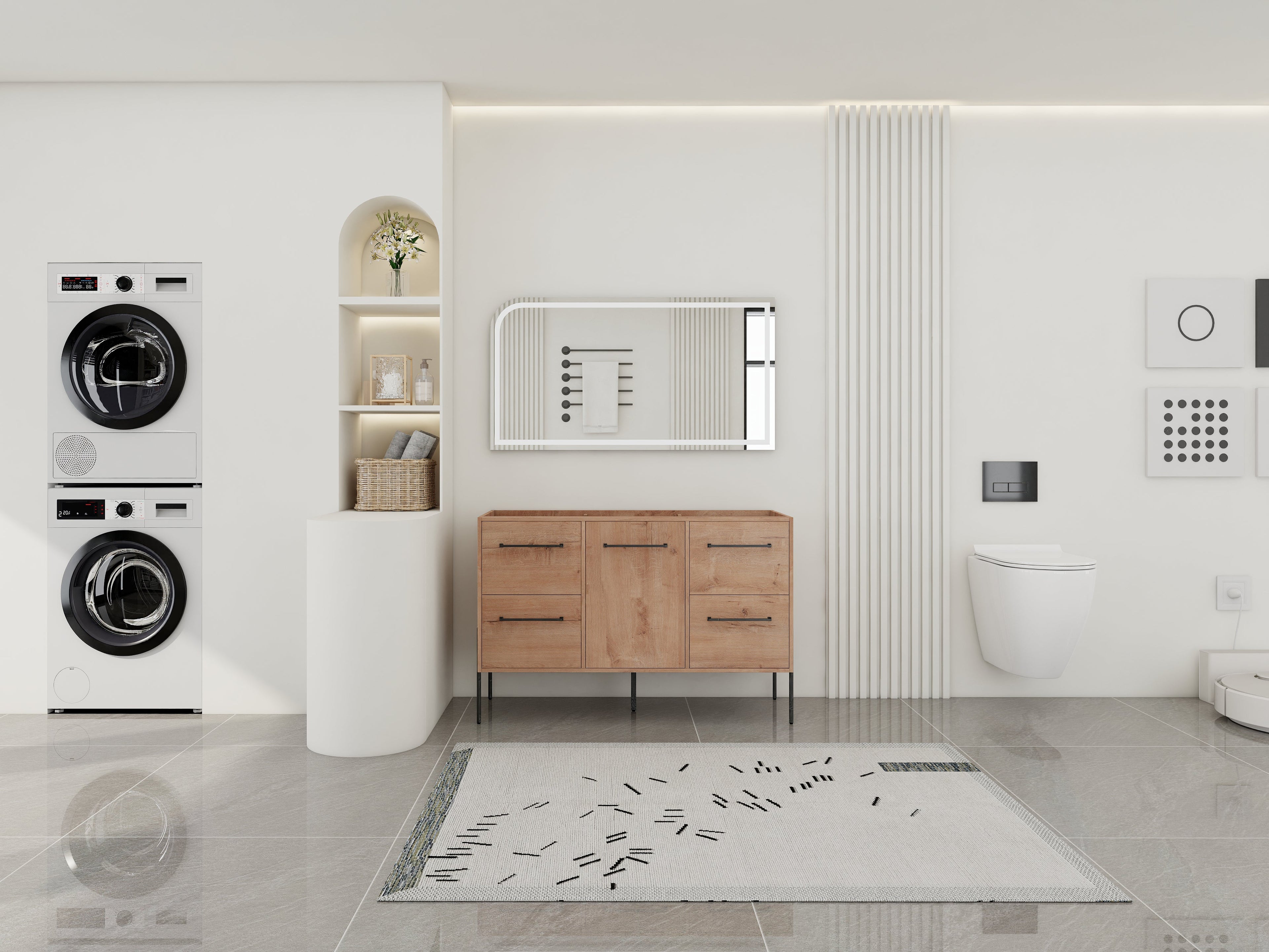 48" Freestanding Bathroom Vanity with Soft-Close Cabinet Door and 4 Drawers