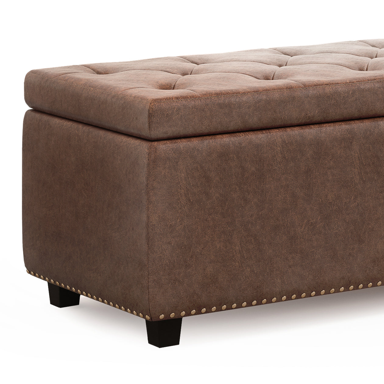 Hamilton 48 Inch Wide Storage Ottoman in Distressed Umber