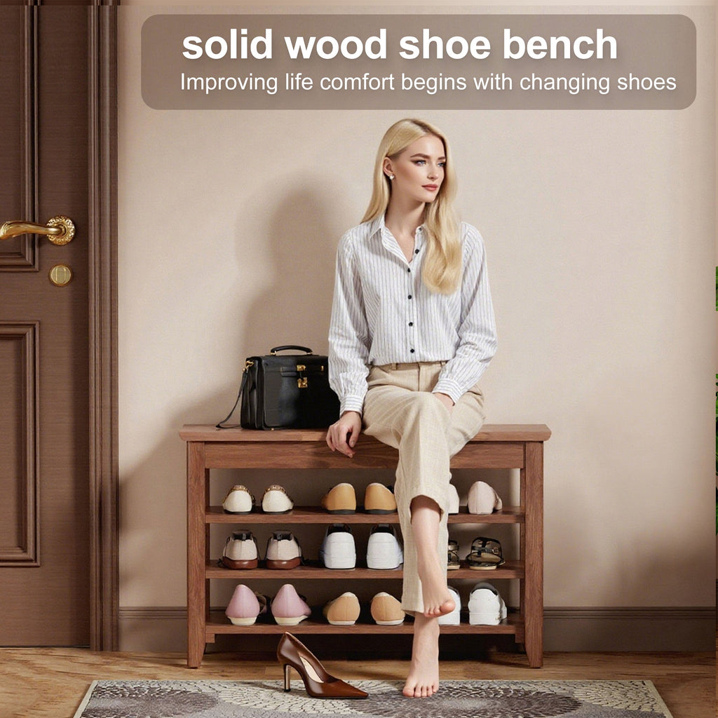 Adjustable Shoe-Changing Bench with Hidden Storage