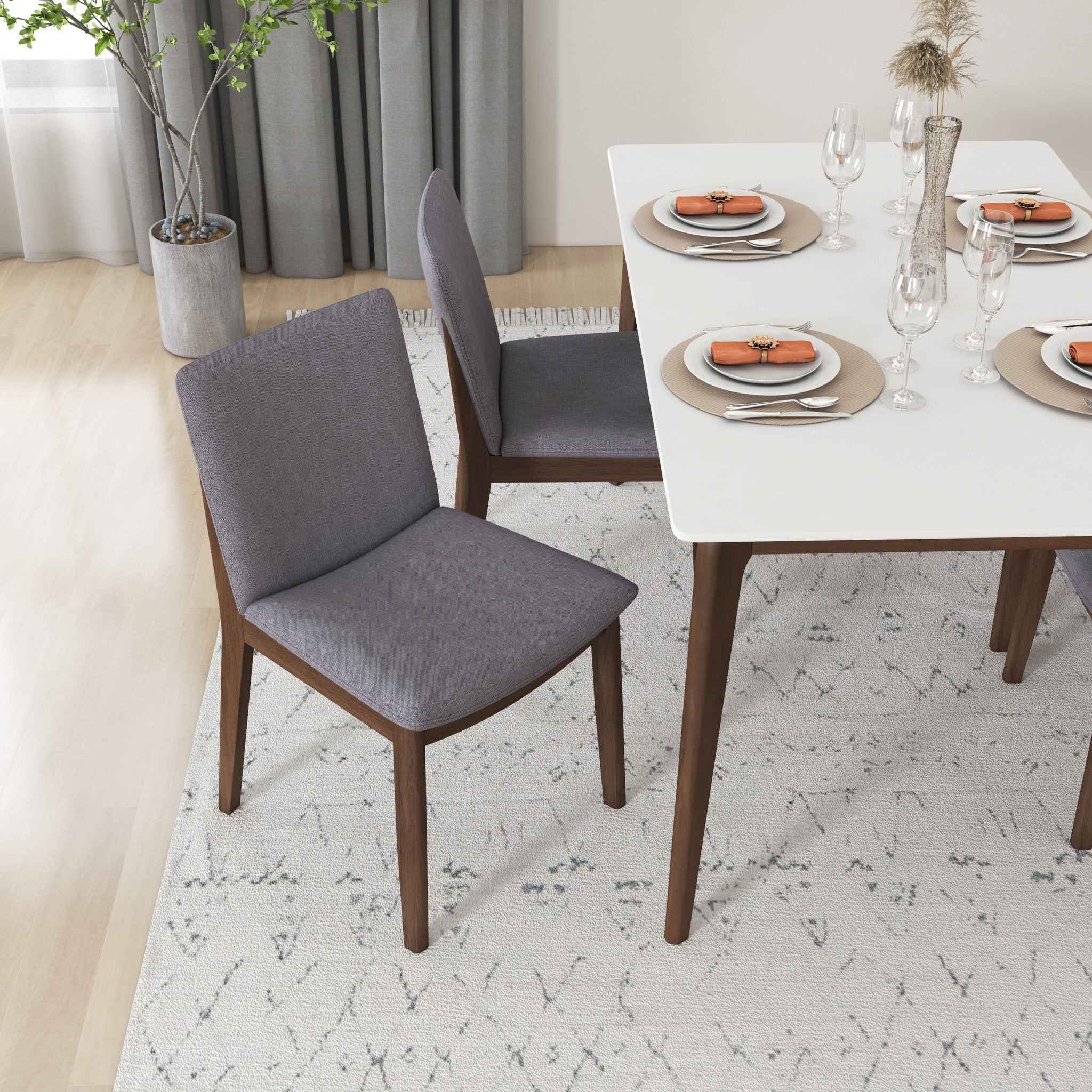 Top Quality Laura Mid-Century Modern Solid Wood Dining Chair Set of 2