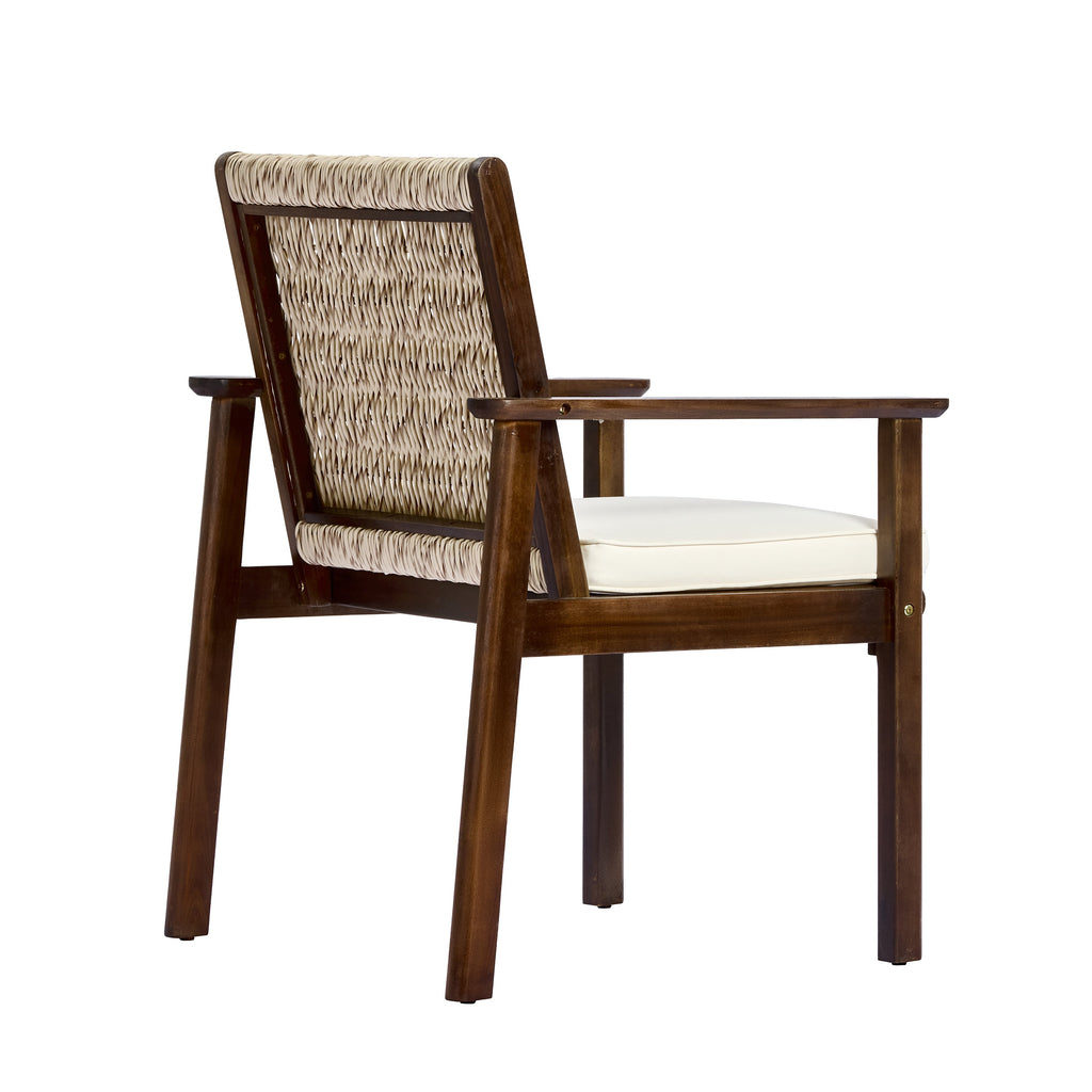 Outdoor Dining Chairs Set of 2 - Acacia Wood & Wicker Rattan