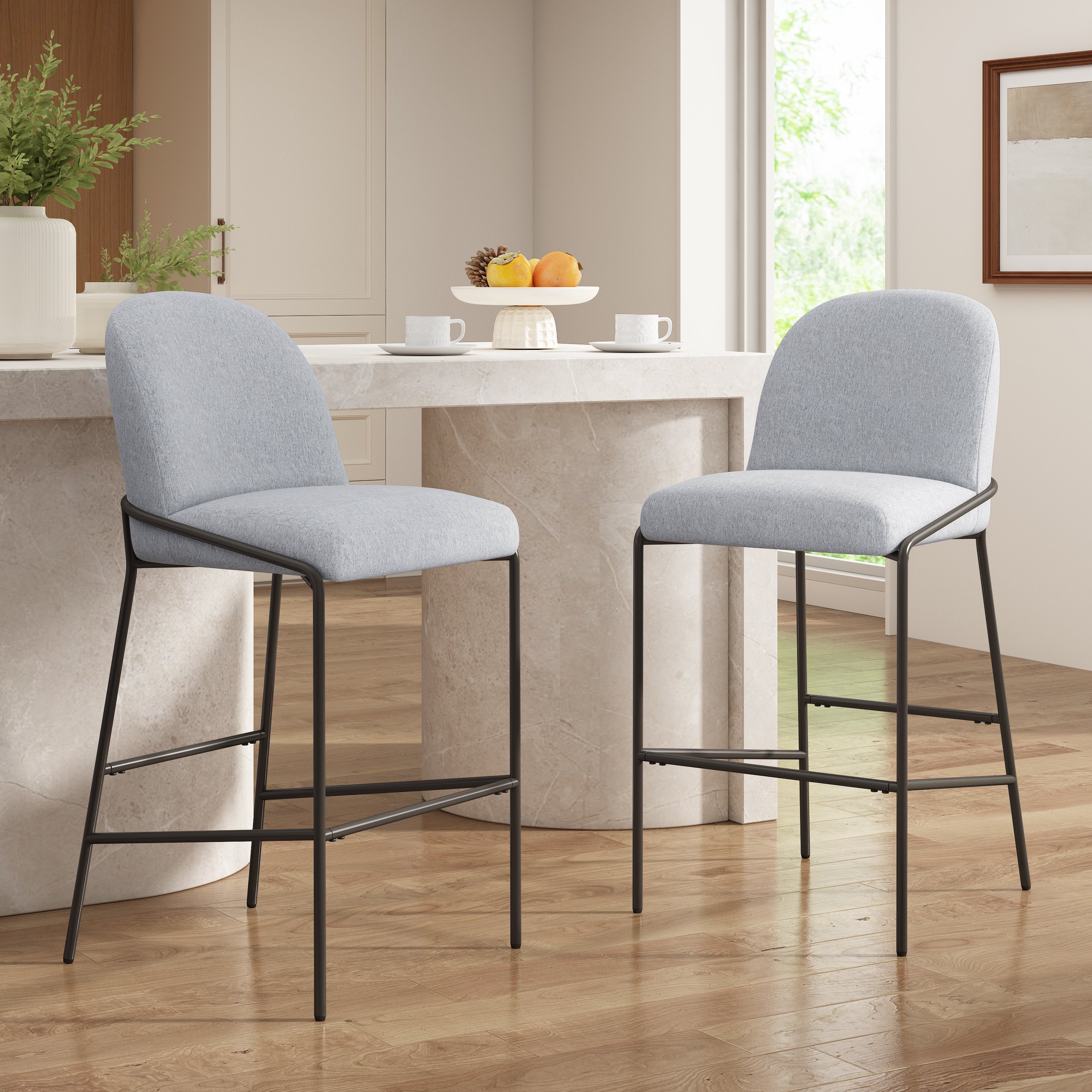 Galen Indoor Metal Upholstered Barstool