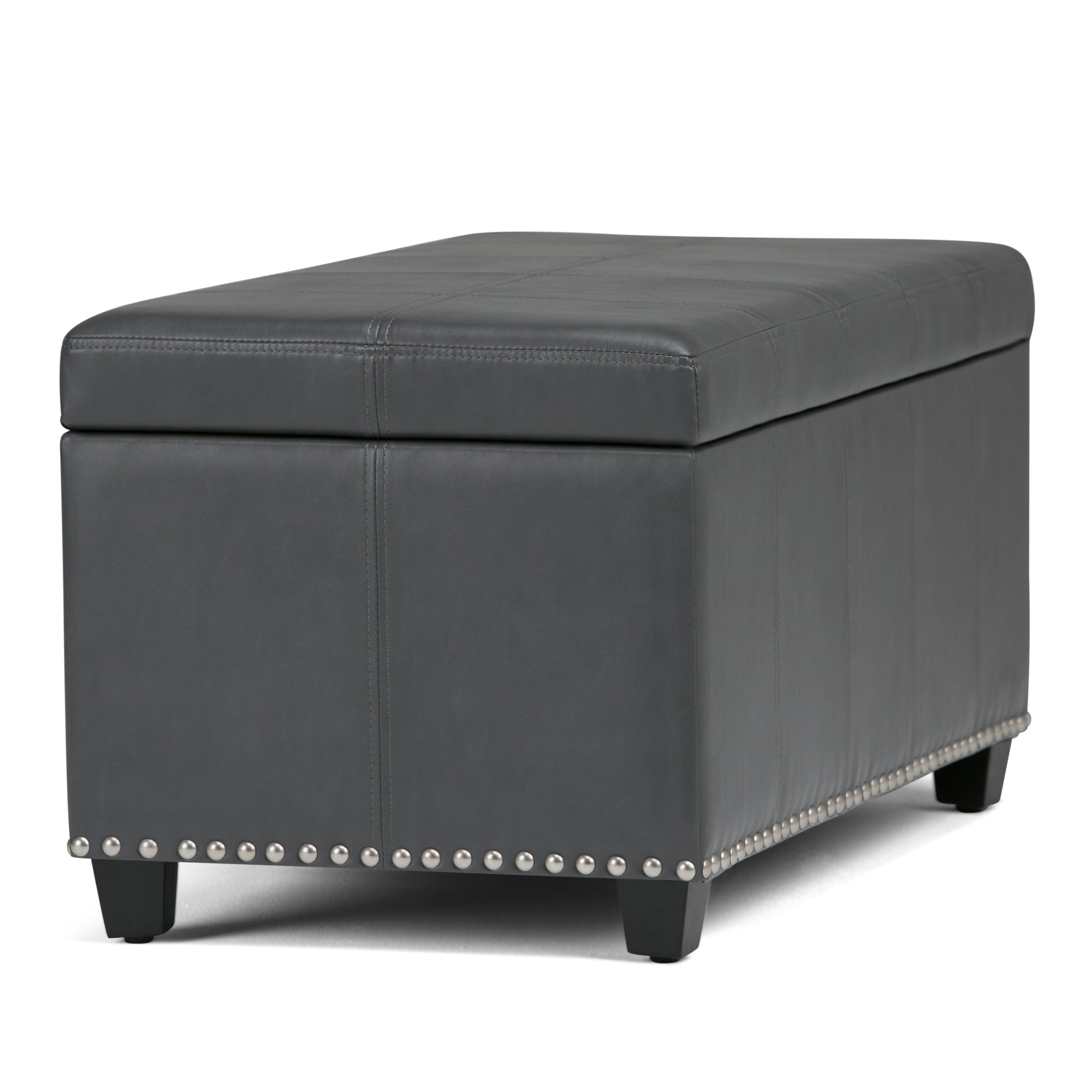 Amelia 33 Inch Wide Storage Ottoman Bench in Stone