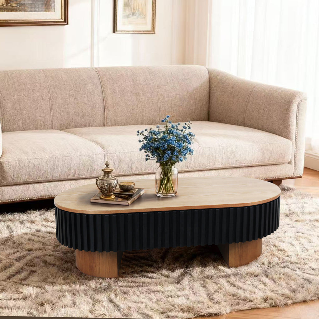 43.7" Oval Coffee Table With Hidden Storage