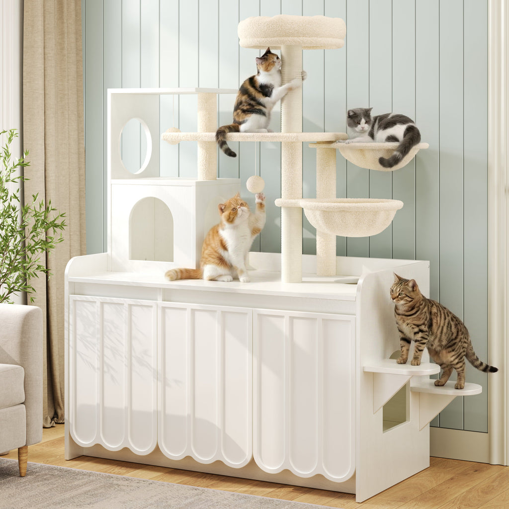 50.6" Cat Tree with Litter Box Enclosure