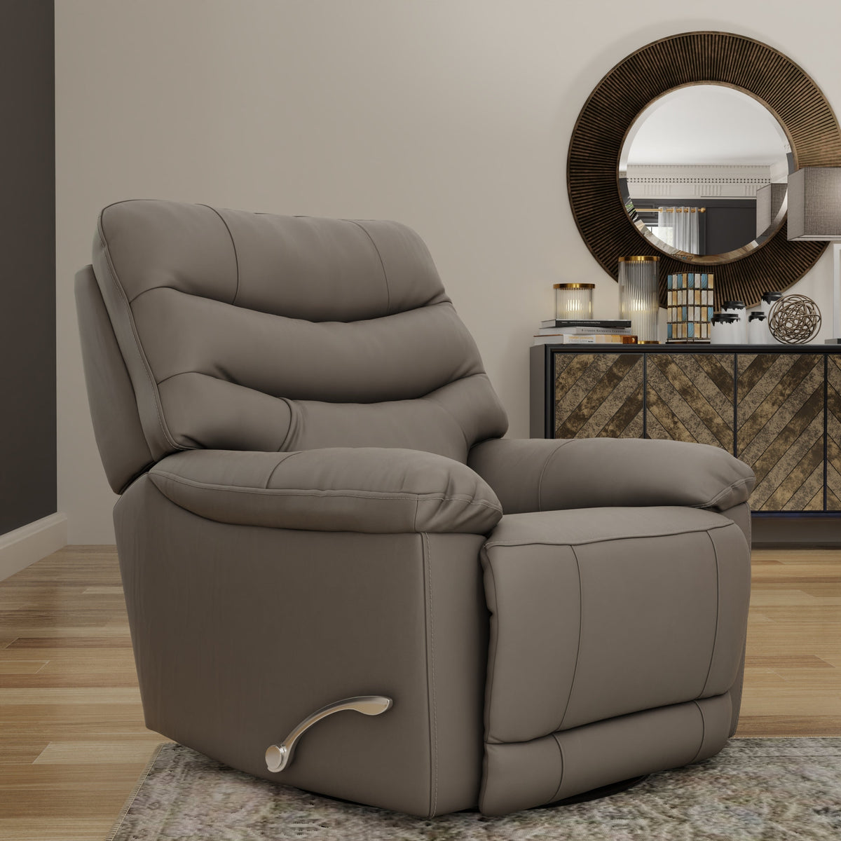 Global Home Swivel Glider Recliner with Manual Footrest In Oslo Sky