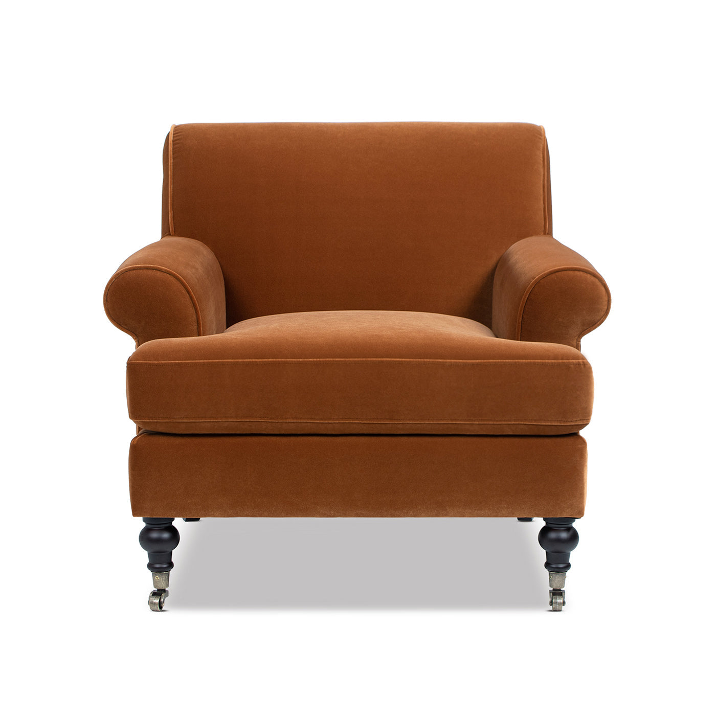 Alana 38" Lawson Accent Arm Chair with Metal Casters, Burnt