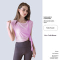 New Summer 2-Piece Yoga Outfit, Sports Short Sleeve Top With Built-in Bra Pads, Elegant Mesh Pilates Fitness Top