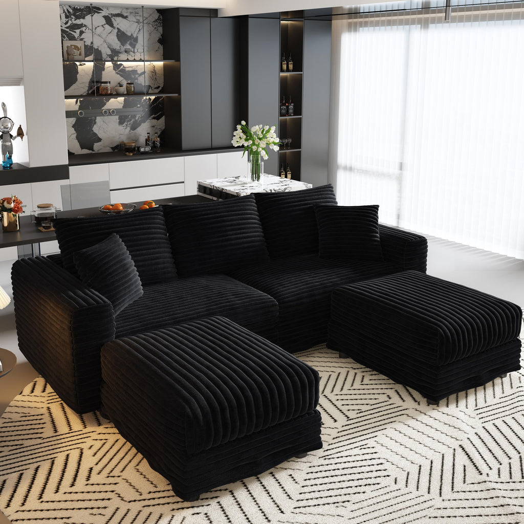 Plush Corduroy 3-Seat Sofa