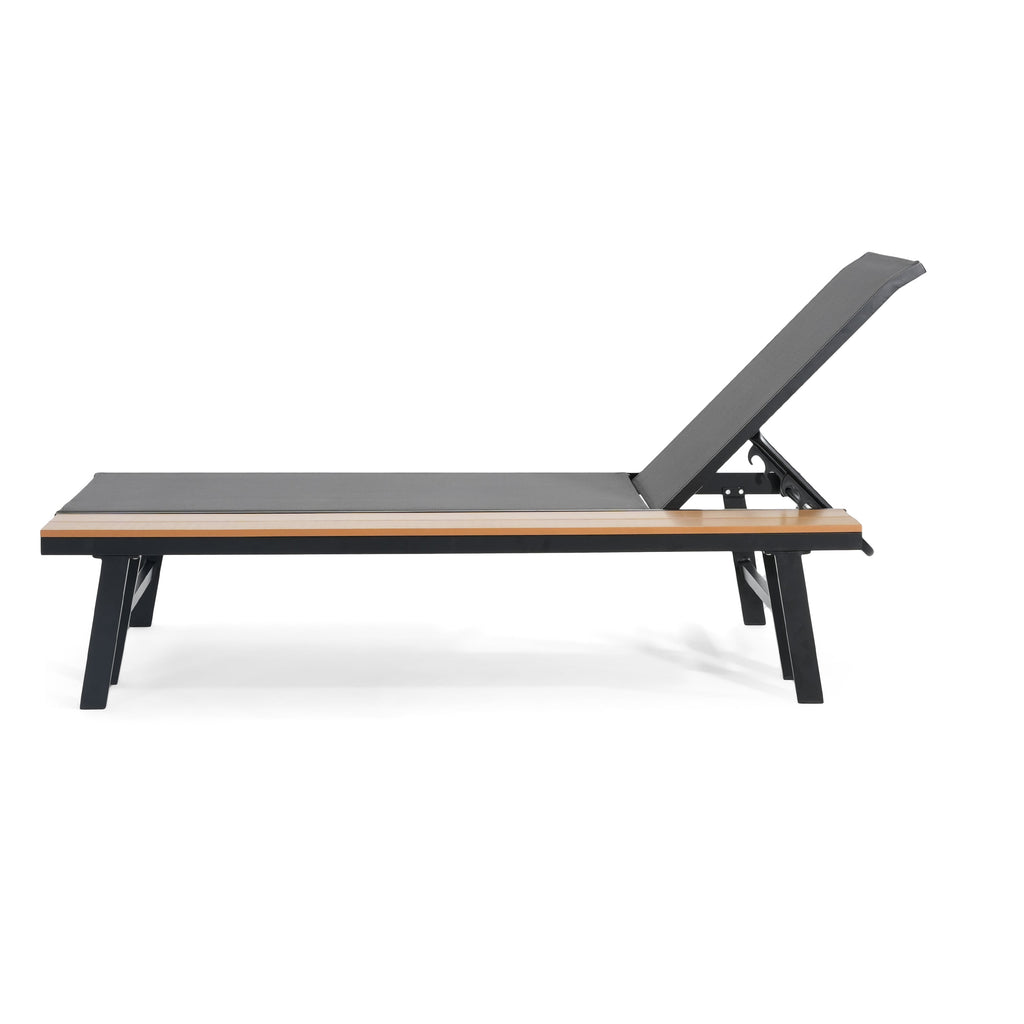 Waterloo Chaise Lounge With Attached Wood Side Table, Set Of 2
