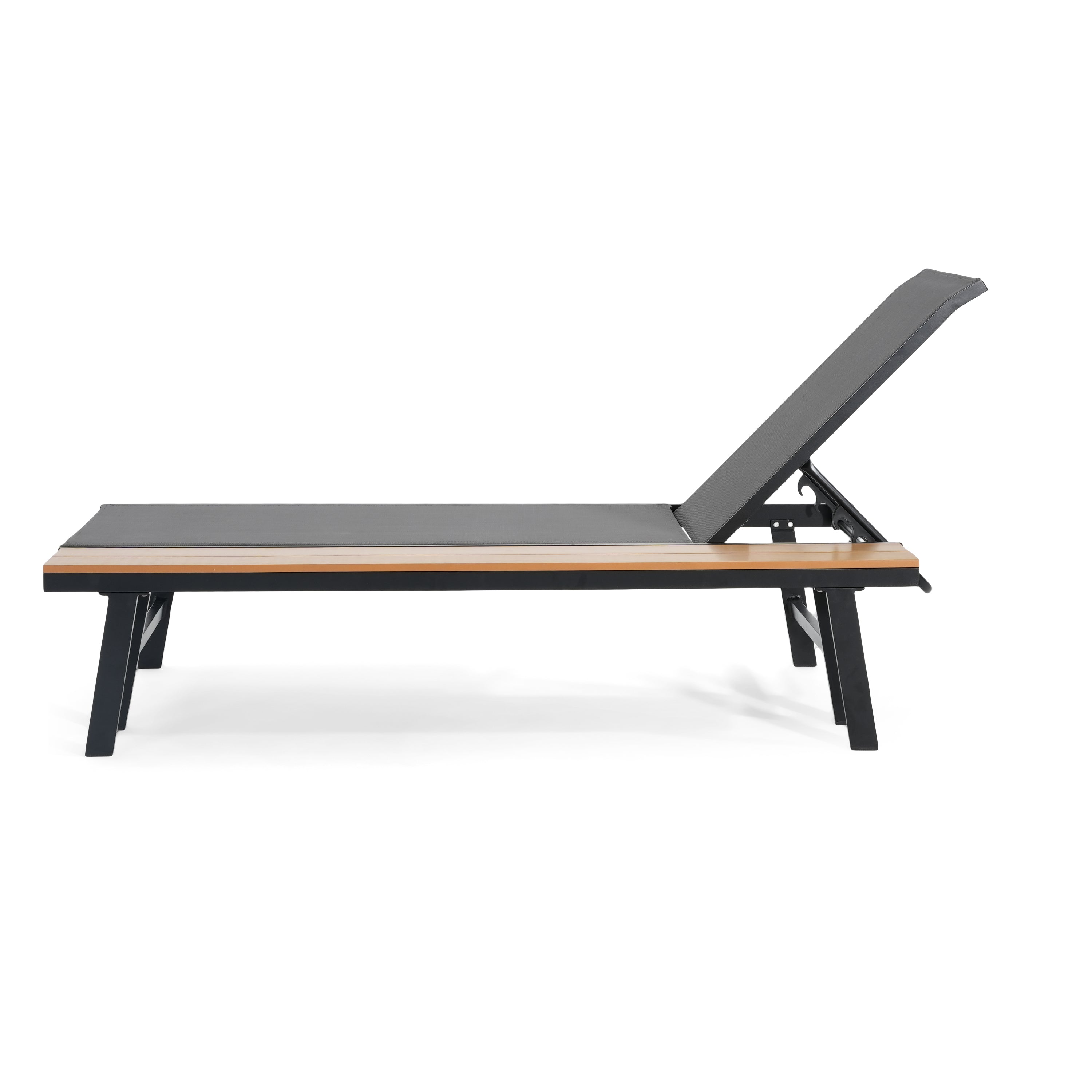 Waterloo Chaise Lounge With Attached Wood Side Table, Set Of 2