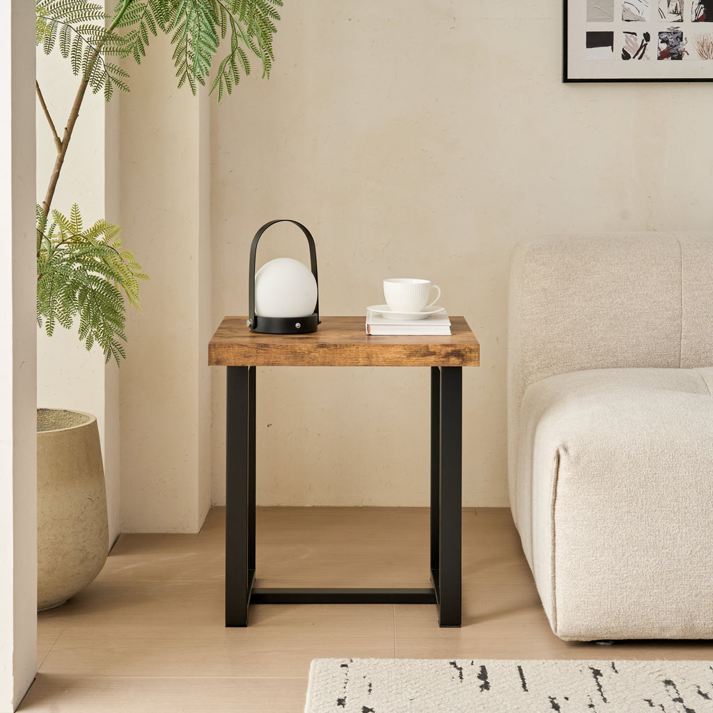 Walnut Night Stand, MDF Side Table with Metal Legs