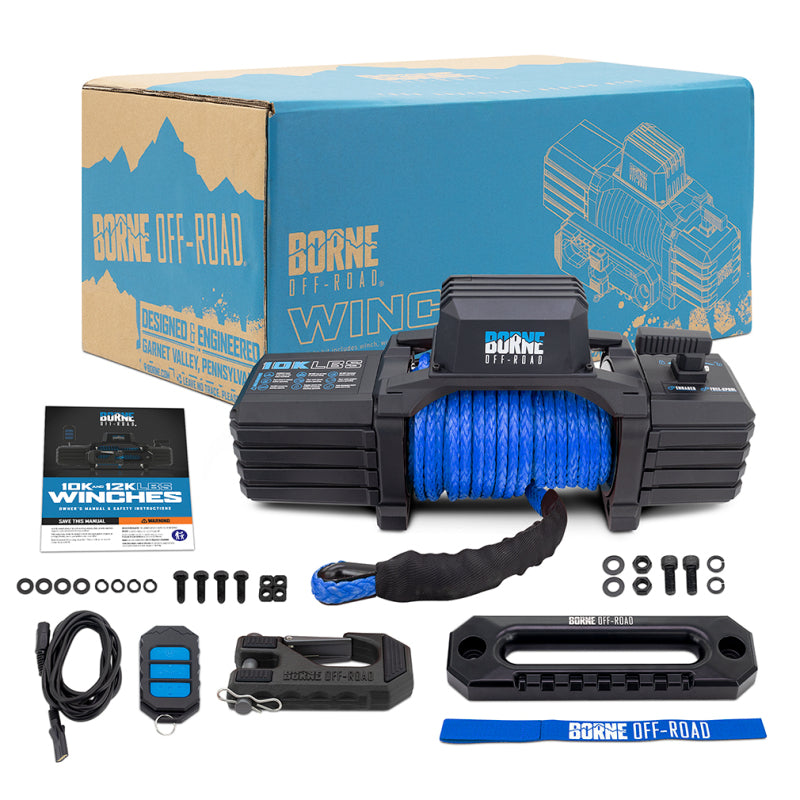 Borne Off-Road 10K Winch - Blue Synthetic Rope BNWN-10-SBL