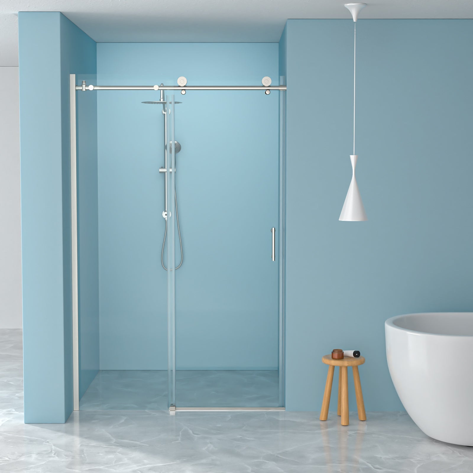 Brushed Sliding Bypass Shower Door 48" W x 76" H