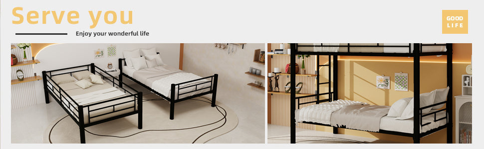 Twin Over Twin Metal Bunk Bed for Kids