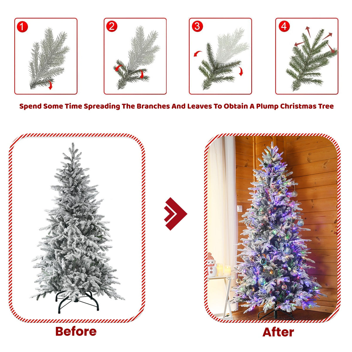 6FT PE+PVC Flocked Artificial Christmas Tree