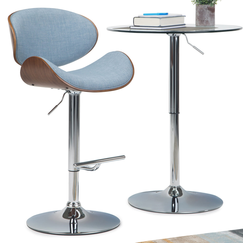 Marana 37–45 Inch Seat Height Bentwood Adjustable Swivel Bar Stool in Denim