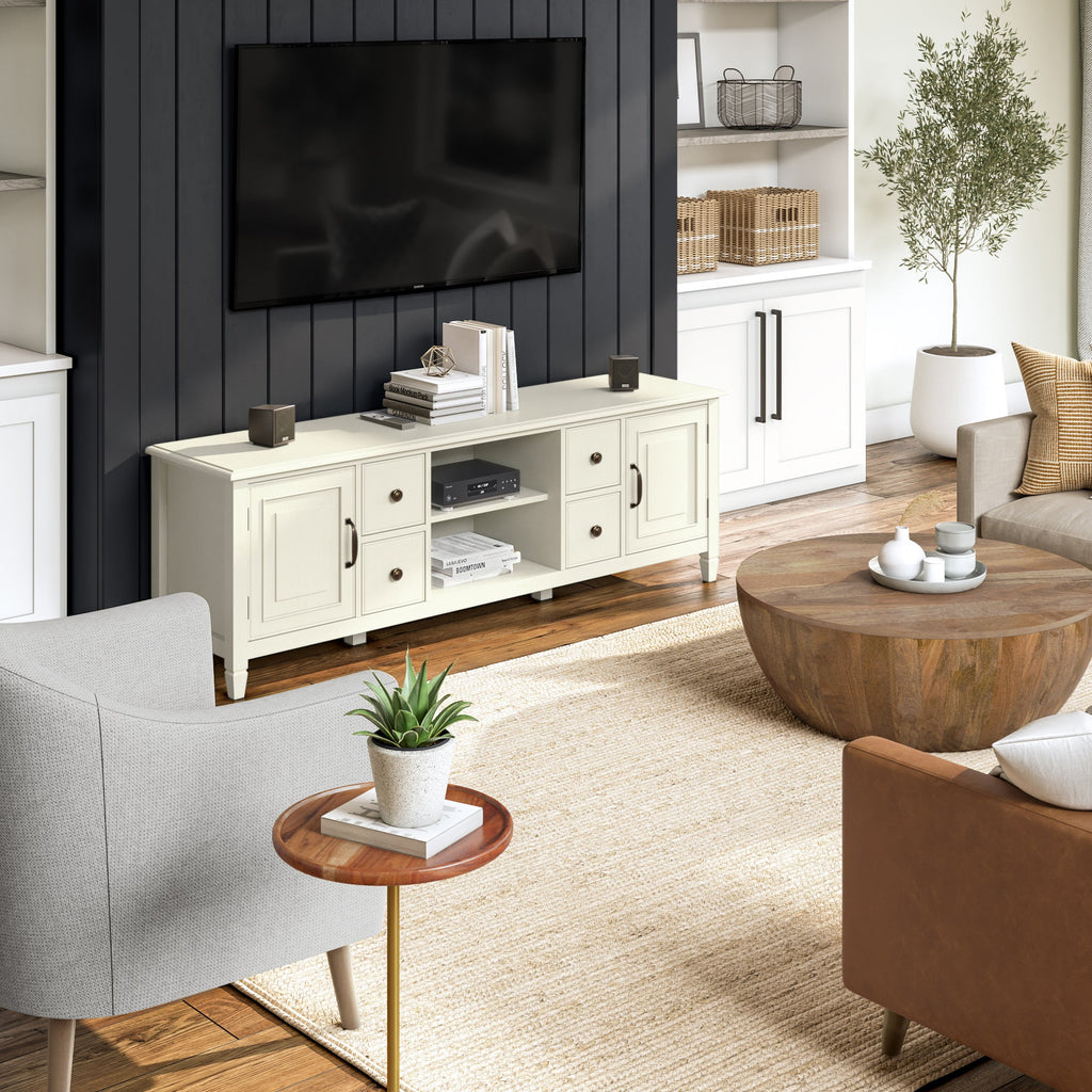 Connaught 72 Inch Wide Solid Wood TV Stand in Antique
