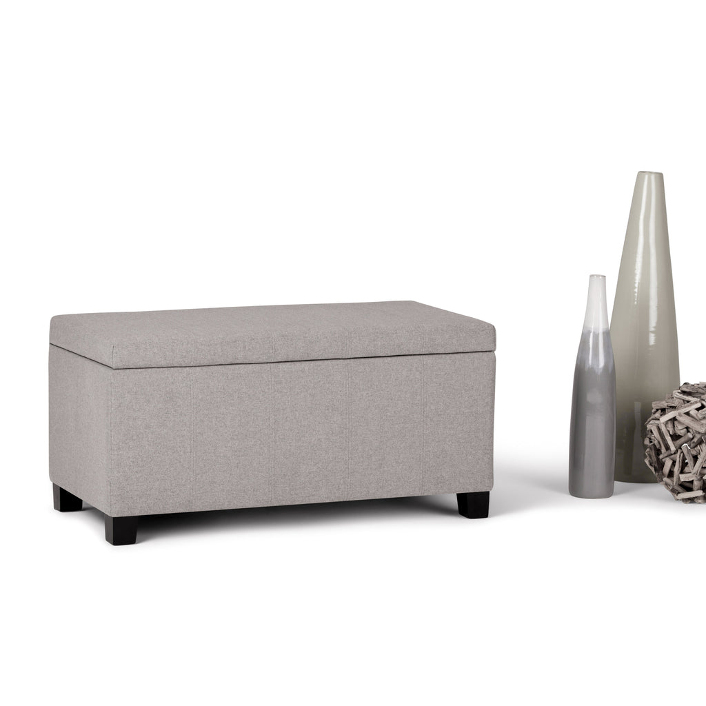 Dover 36 Inch Wide Storage Ottoman Bench in Cloud