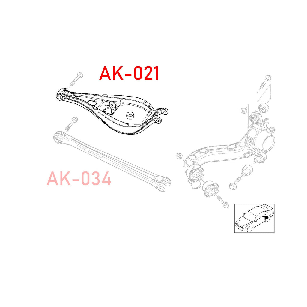 Godspeed BMW 3-Series Coupe/Sedan/Convertible (E46) 1999-06 Adjustable Rear Toe Arms With Bucket Delete