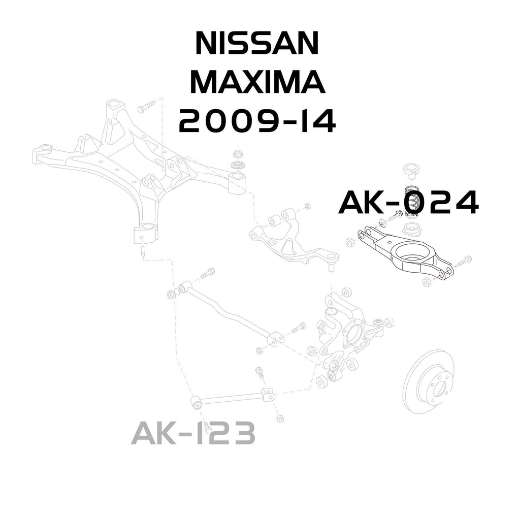 Godspeed Nissan Maxima (A34) 2009-14 Adjustable Rear Toe Arms Spring Bucket Replacement - Ver. 1