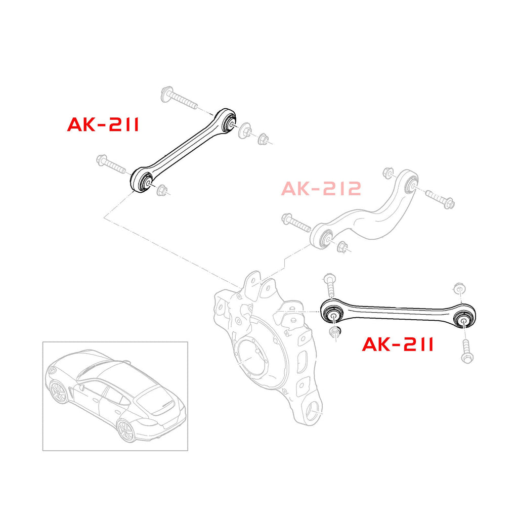 Godspeed Porsche Panamera (970/971) Adjustable Arms With Spherical Bearing