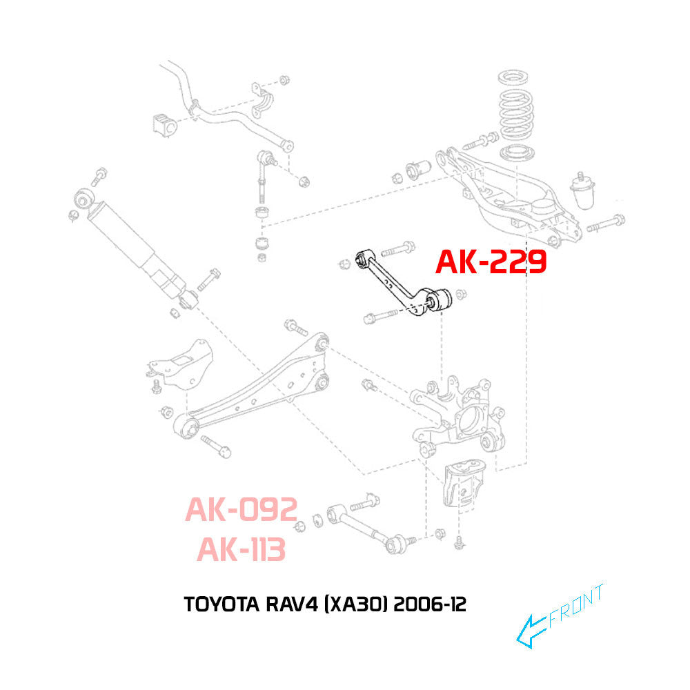 Godspeed Toyota RAV4 (XA30) 2006-12 Adjustable Rear Arms With Spherical Bearings