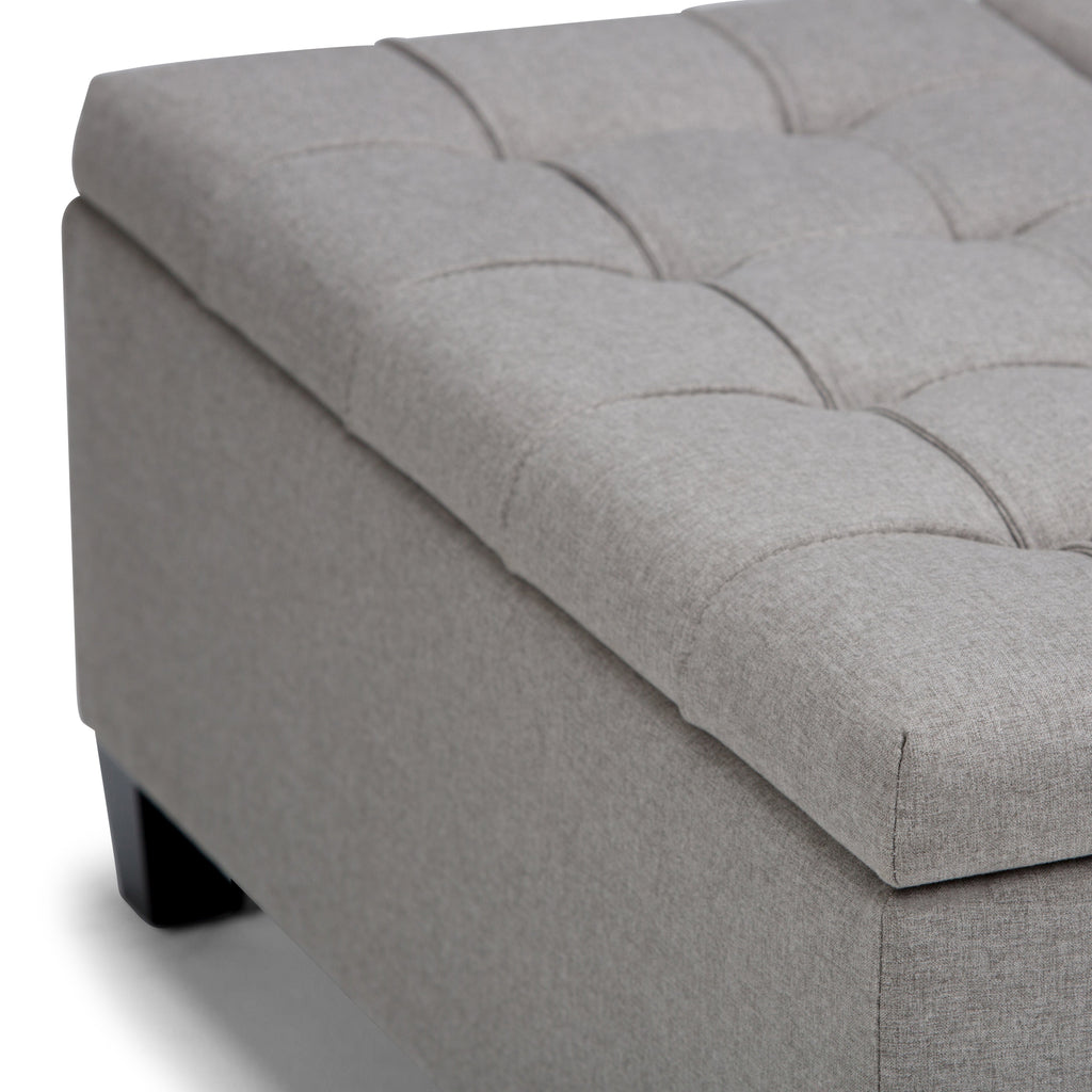 Harrison 36 Inch Wide Coffee Table Storage Ottoman in Dove