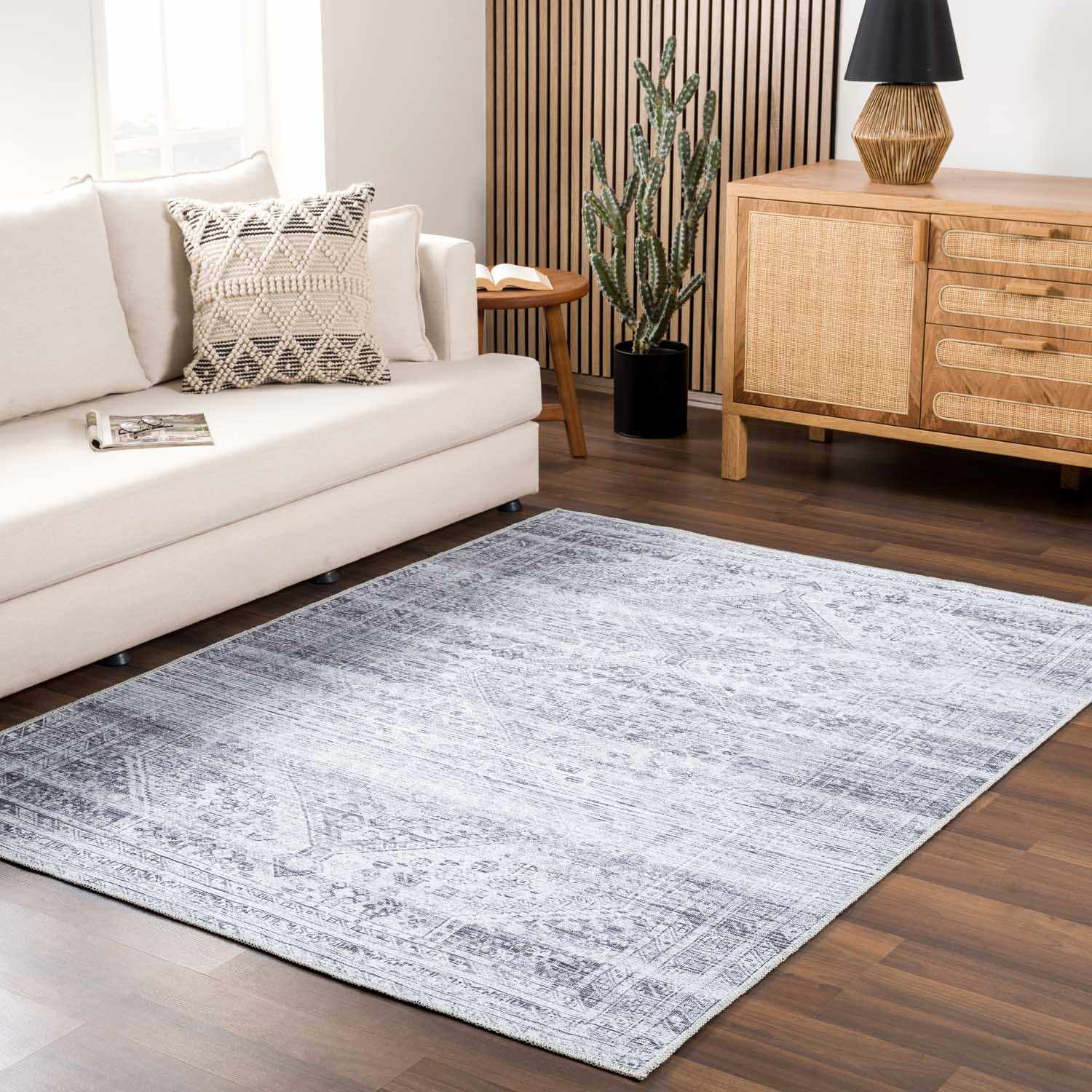 Barny Gray Blue Washable Rug - Clearance