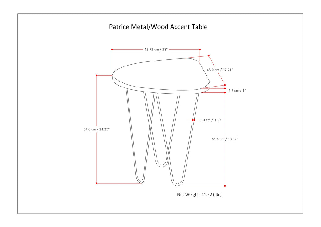 Patrice 18 Inch Wide Metal and Solid Mango Wood Accent Table