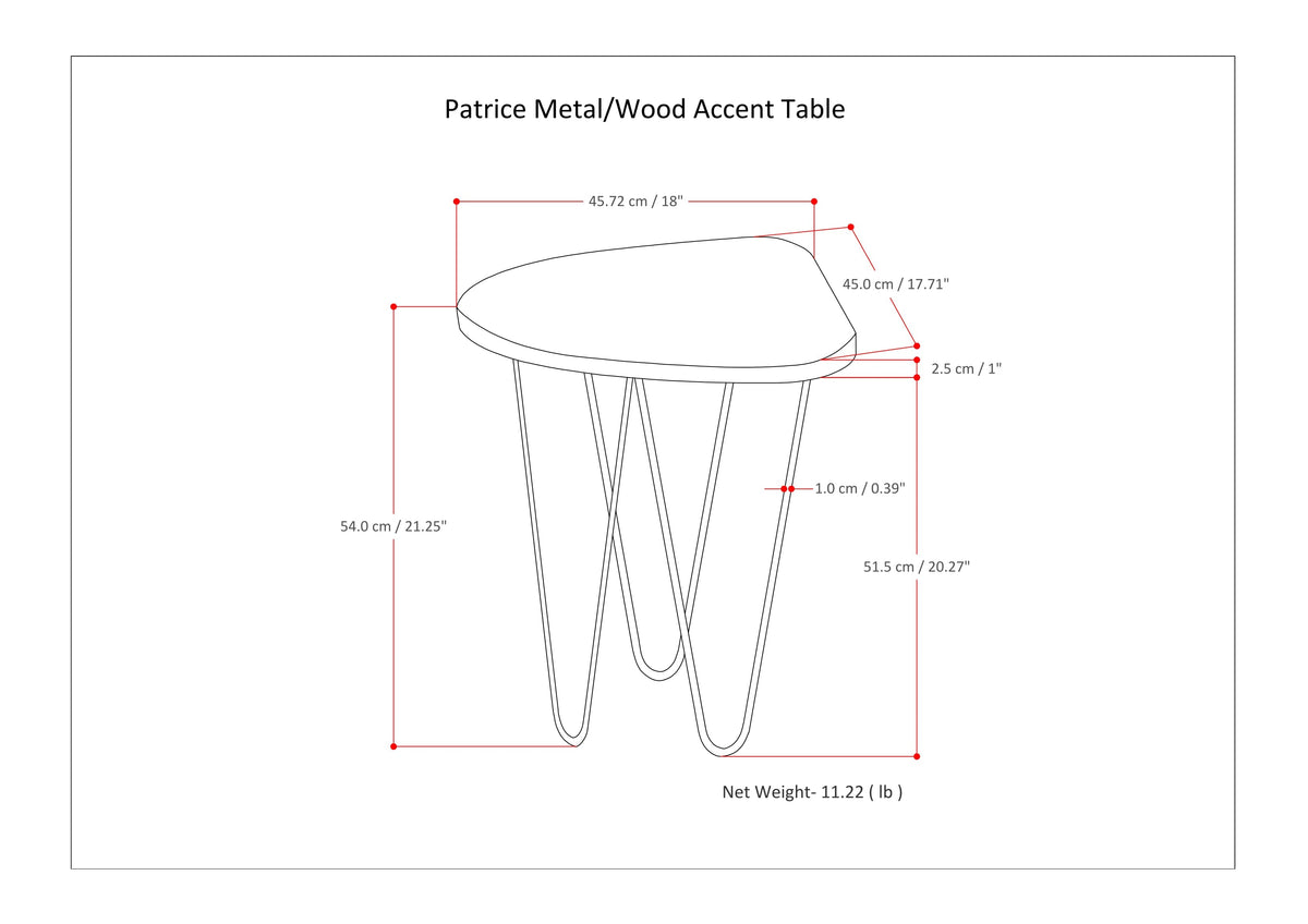 Patrice 18 Inch Wide Metal and Solid Mango Wood Accent Table