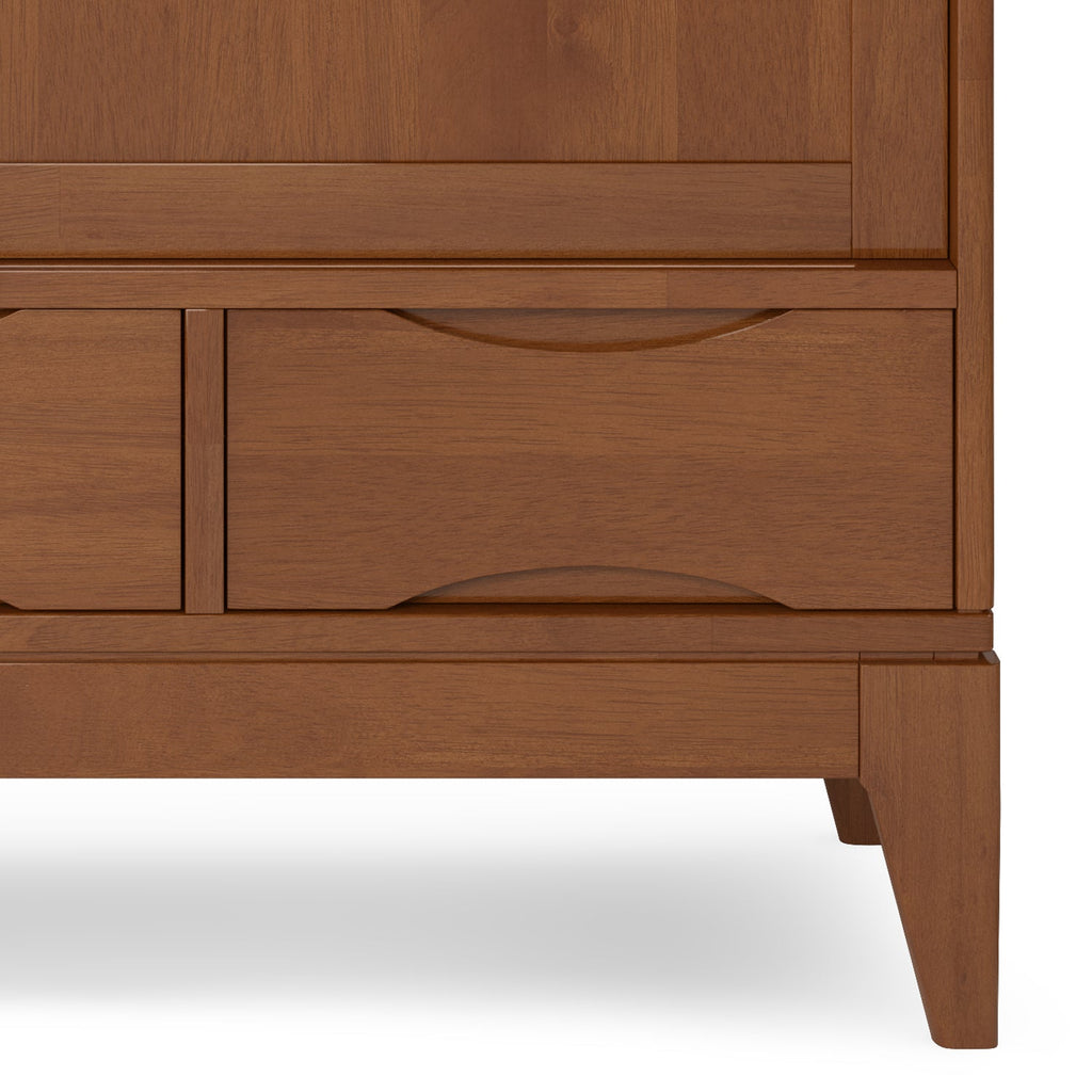 Harper 48 Inch Wide Solid Hardwood Mid-Century Modern Medium Storage Cabinet in Teak