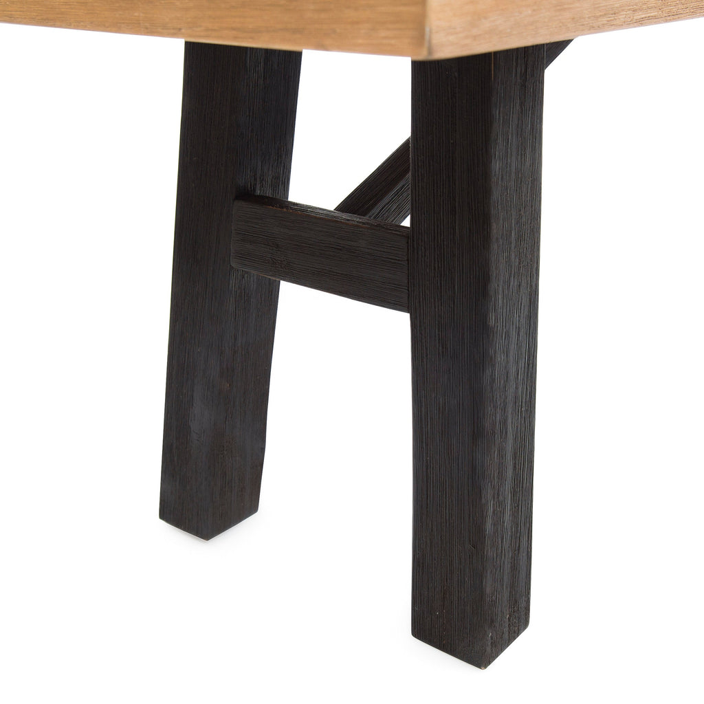 Outdoor Bench with Slat Panel Design and Acacia Wood Frame (Set of 2)