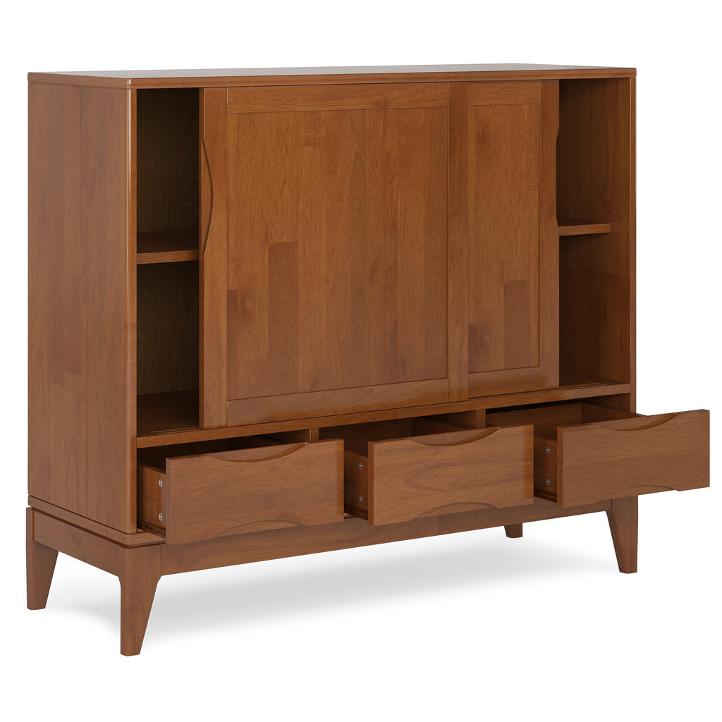 Harper 48 Inch Wide Solid Hardwood Mid-Century Modern Medium Storage Cabinet in Teak
