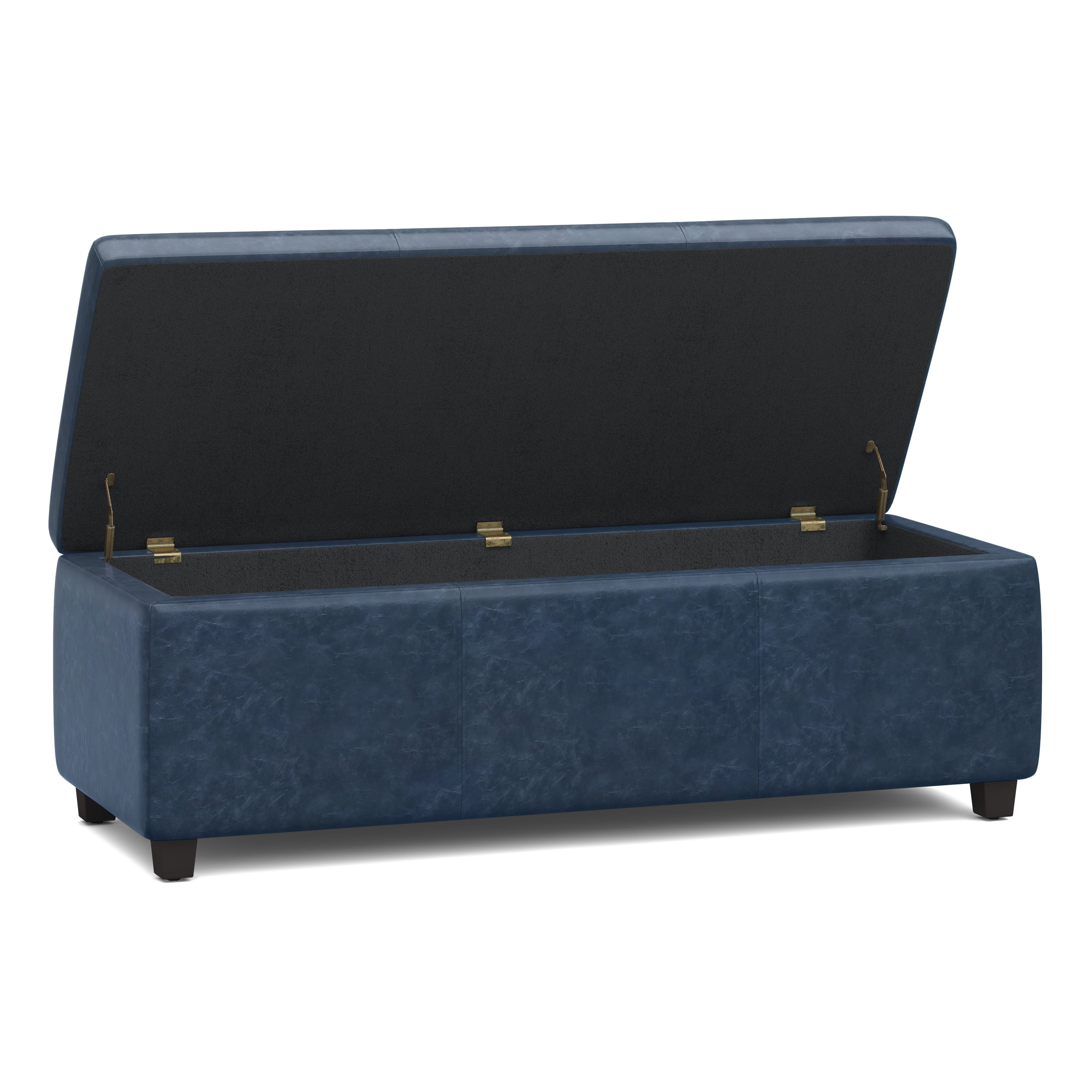 Avalon 48 Inch Wide Storage Ottoman Bench in Denim