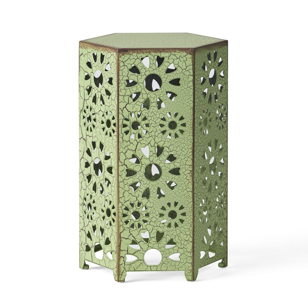 Galore 14" Side Table with Sunburst Cut Out Design