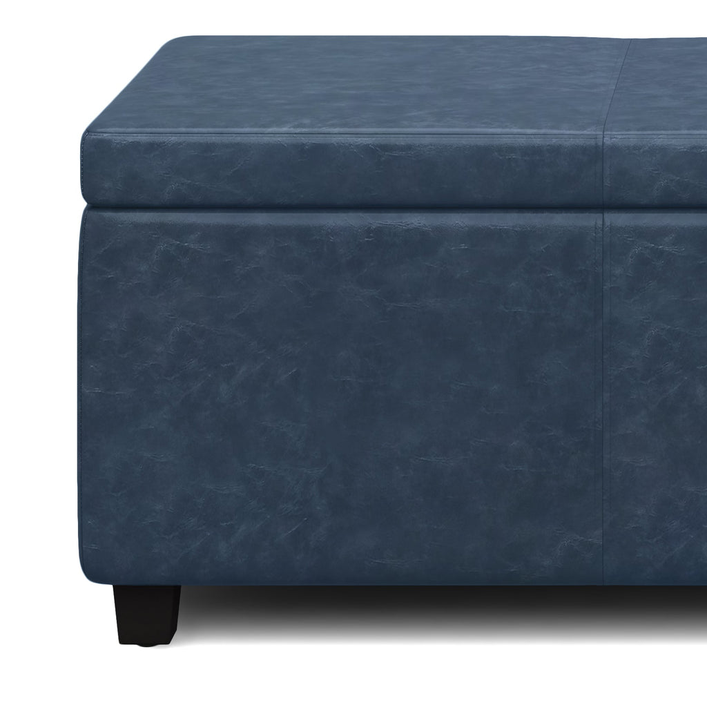 Avalon 48 Inch Wide Storage Ottoman Bench in Denim