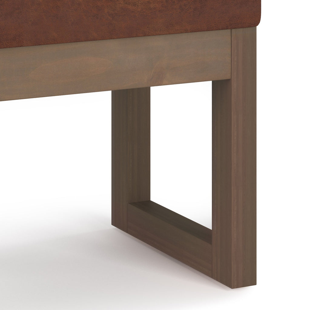 Milltown 27 Inch Wide Solid Wood Footstool Small Ottoman Bench