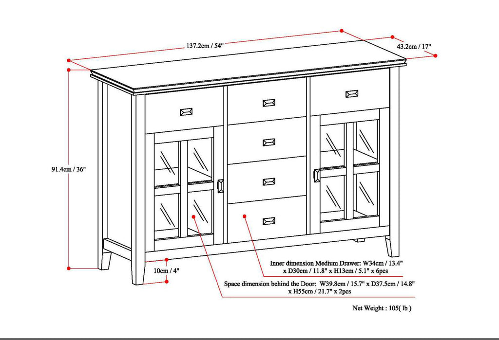 Artisan Solid Wood Sideboard Buffet in Distressed