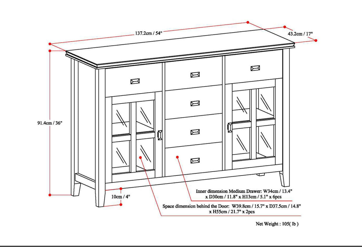 Artisan Solid Wood Sideboard Buffet in Light Golden