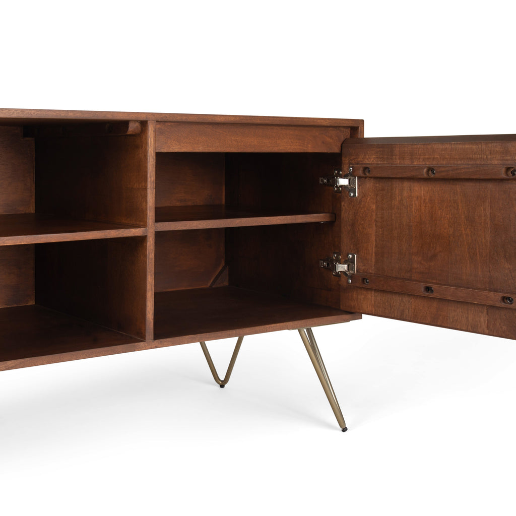 Hunter 60 Inch Wide Solid Mango Wood TV Stand in Urban