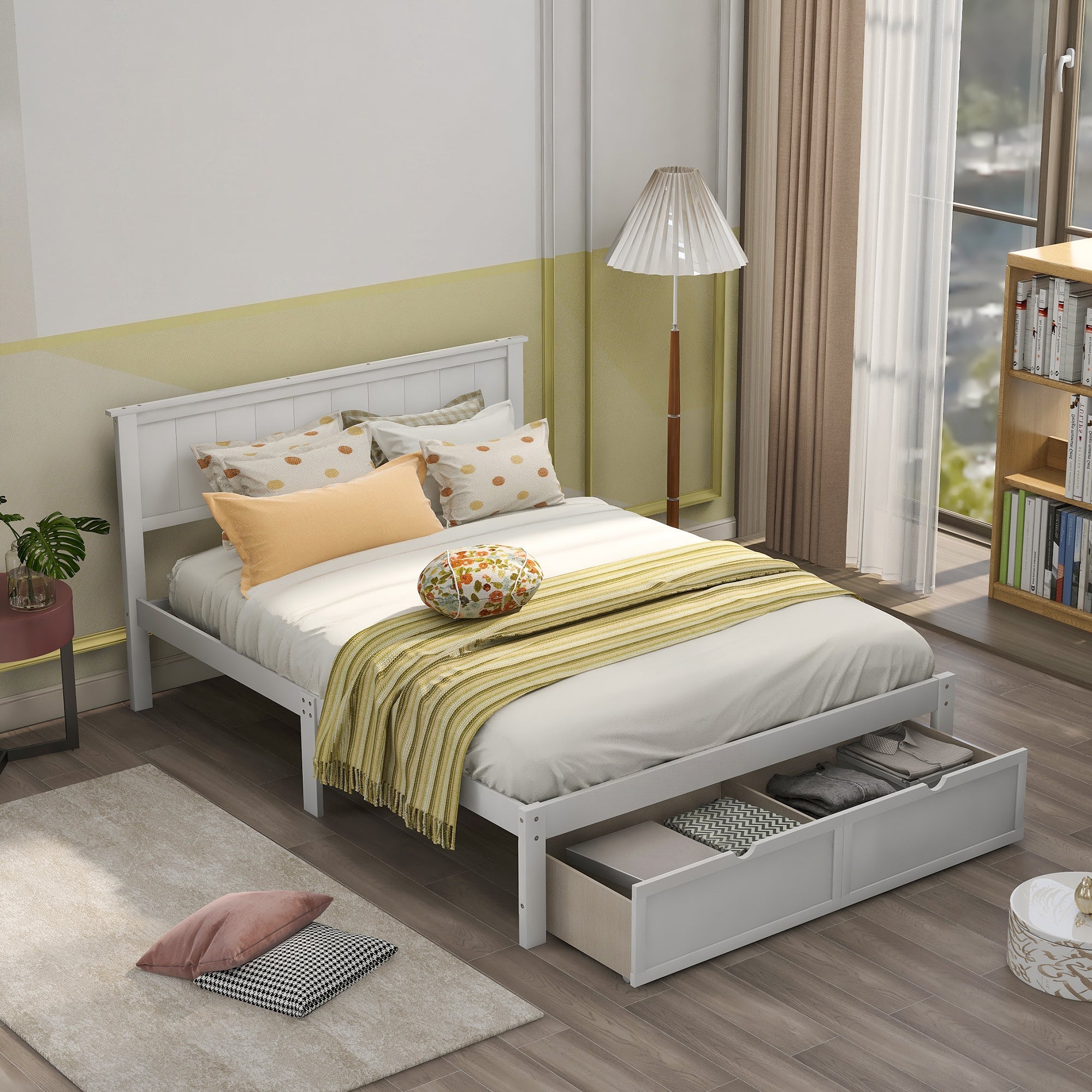 Full Size Platform Bed with Under-bed Drawers