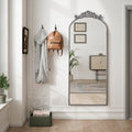 58" x 24" Arched Full Body Mirror with Vintage Ornate Carved Applique