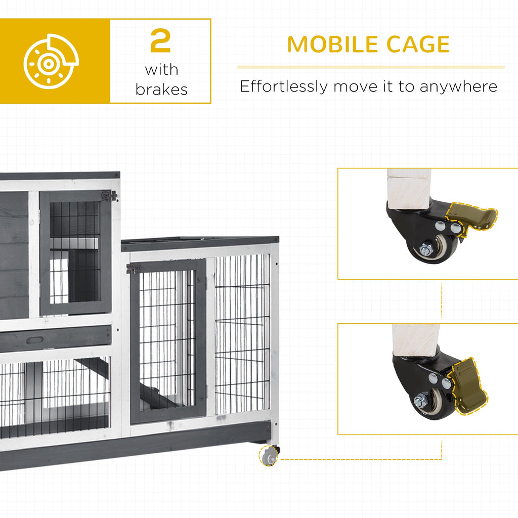PawHut Wooden Rabbit Hutch Elevated Bunny Cage