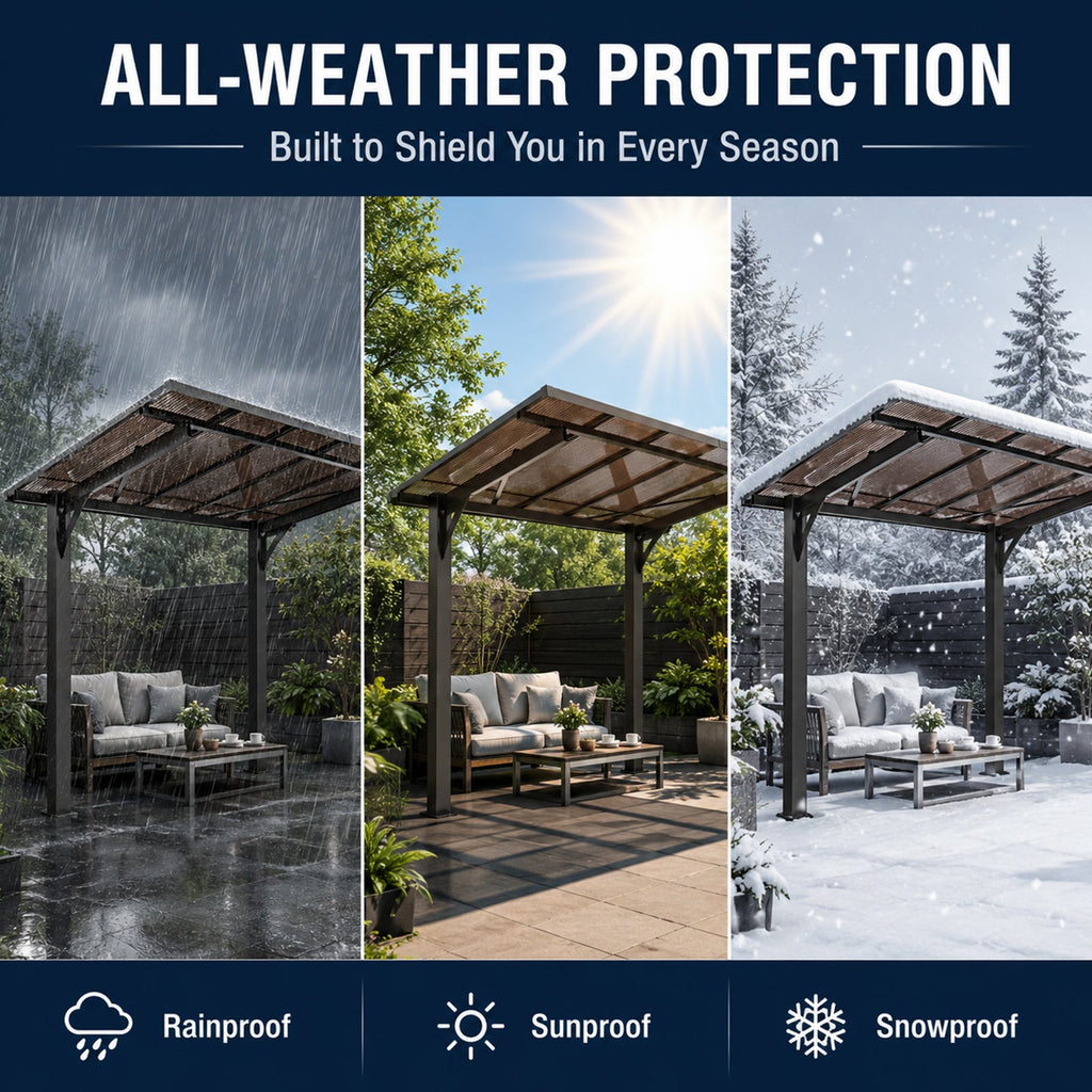 8x5ft Galvanized Steel Carport with Sloped PC Roof