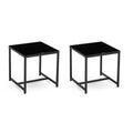 2 Piece Black Glass Side Table Set