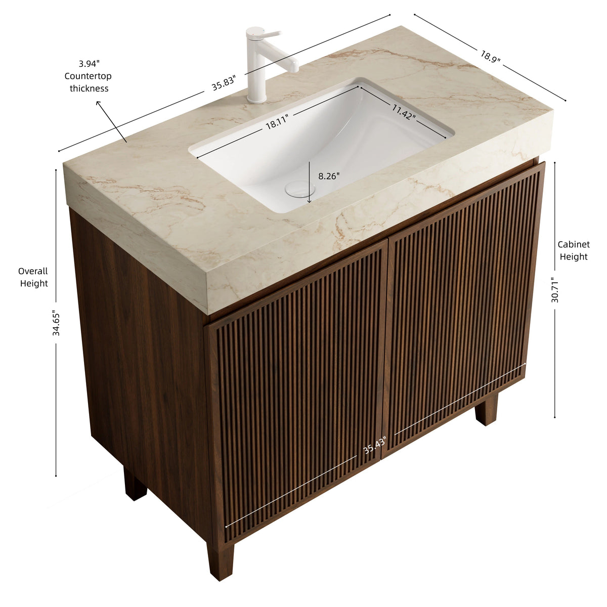 LULA 36" Bathroom Vanity & Sink, Freestanding Cabinet
