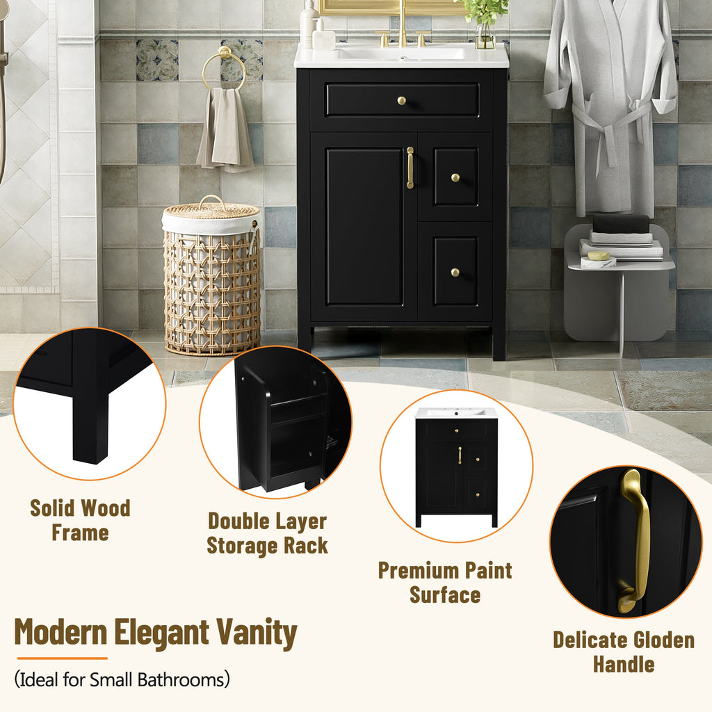 24-Inch Bathroom Vanity with Ceramic Sink