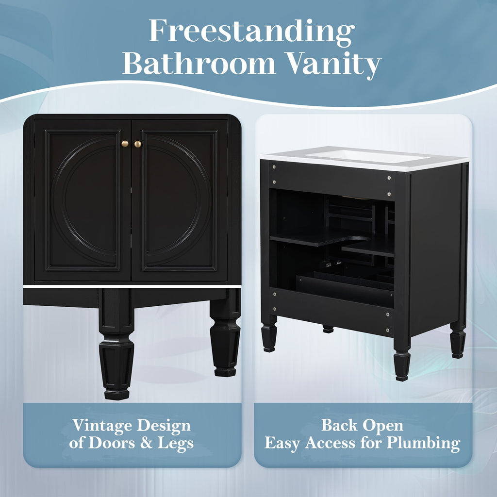 30" Bathroom Vanity with Sink and Two Doors