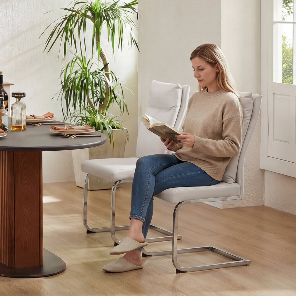 Modern Leather Imitation Dining Chair Set (2 Pieces)